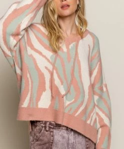 POL TOPS Wild Zebra Knit Sweater