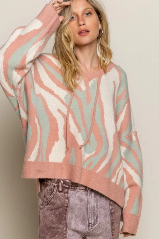 POL TOPS Wild Zebra Knit Sweater