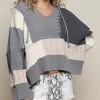 POL TOPS Jazzy Color Block Sweater - Grey