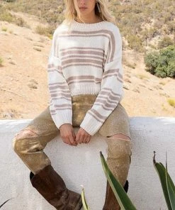 POL TOPS Pippa Striped Chenille Sweater