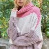 POL TOPS Gabi Color Block Chenille Sweater - Bubblegum Pink