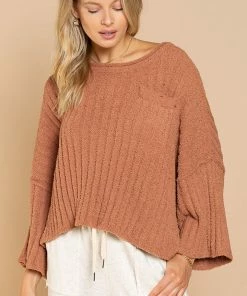 POL Drifter Ribbed Soft Sweater - Topaz TOPS