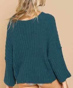 POL Drifter Ribbed Soft Sweater - Hunter Green TOPS