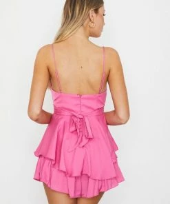 ONE & ONLY COLLECTIVE Vonn Cowl Neck Satin Tiered Romper DATE NIGHT