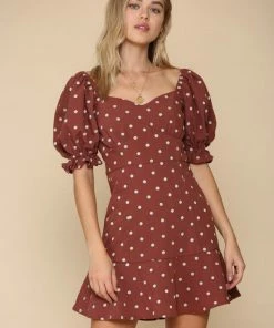 BT DRESSES Dawn Polka Dot Puff Sleeve Babydoll Dress