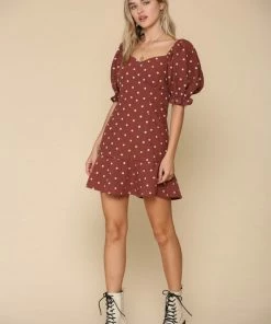 BT DRESSES Dawn Polka Dot Puff Sleeve Babydoll Dress