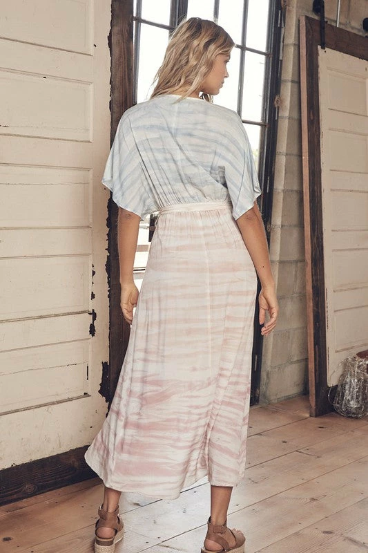 MUSTARD SEED BUMP FRIENDLY Ocean Breeze Tie Dye Wrap Maxi Dress 10 MUSTARD SEED BUMP FRIENDLY Ocean Breeze Tie Dye Wrap Maxi Dress