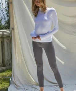 BT Toronto Seamless Ribbed Mock Neck Top - White