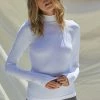BT Toronto Seamless Ribbed Mock Neck Top - White