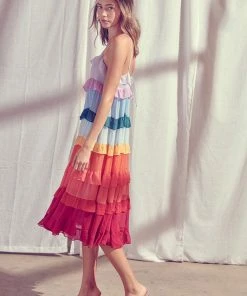 STORIA Color Me Pretty Ruffle Tiered Midi Dress