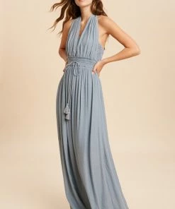 WL BUMP FRIENDLY Kiera Smocked Halter Maxi Dress
