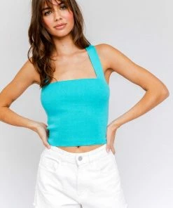 LE LIS Tina Tie Back Crop Top - Turquoise BEST SELLERS