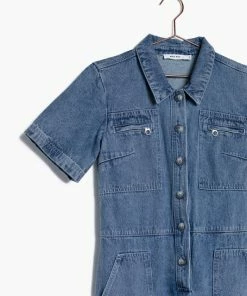 MOD REF ROMPERS + JUMPSUITS Lori Pocketed Utility Jumpsuit - Denim