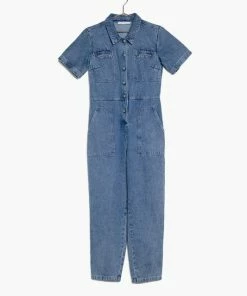 MOD REF ROMPERS + JUMPSUITS Lori Pocketed Utility Jumpsuit - Denim
