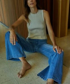 BT BEST SELLERS Piper Ribbed Cropped Tank Top - Cream