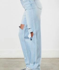 VIBRANT MIU Kenny High Rise Distressed Denim BOTTOMS