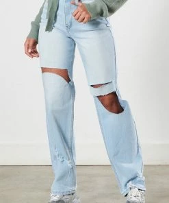 VIBRANT MIU Kenny High Rise Distressed Denim BOTTOMS
