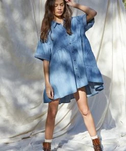 BT Beverly Tiered Button Down Chambray Dress BUMP FRIENDLY 9 BT Beverly Tiered Button Down Chambray Dress BUMP FRIENDLY