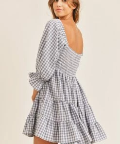 MABLE DRESSES Ziva Cotton Smocked Gingham Babydoll Dress - Blue 23 MABLE DRESSES Ziva Cotton Smocked Gingham Babydoll Dress - Blue