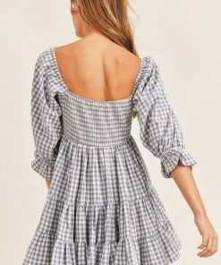 MABLE DRESSES Ziva Cotton Smocked Gingham Babydoll Dress - Blue 19 MABLE DRESSES Ziva Cotton Smocked Gingham Babydoll Dress - Blue