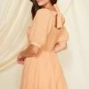 MITTOSHOP BUMP FRIENDLY Connolly Pocketed Puff Sleeve Dress - Sorbet