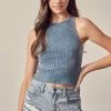 MUSTARD SEED Brooke Ribbed Cotton Crop Top - Midnight 1 MUSTARD SEED Brooke Ribbed Cotton Crop Top - Midnight
