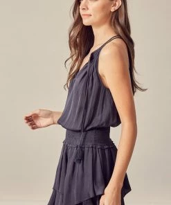 MUSTARD SEED Cienna Satin Smocked Ruffle Dress DRESSES