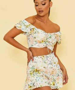 LUXXEL Together At Last Floral Crop Top MATCHING SETS