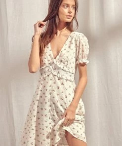 STORIA Quince Swiss Dot Floral Button Down Dress