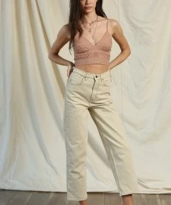 BT CROP TOPS Elle Woven Lace Crop Top - Clay