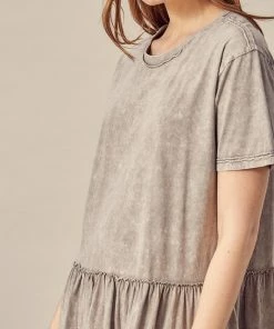 MUSTARD SEED Grant Cotton Mineral Wash Babydoll Dress - Beige BUMP FRIENDLY