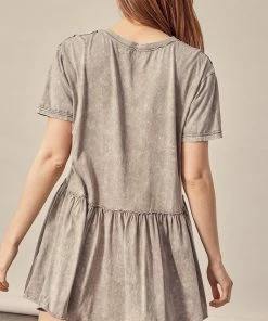 MUSTARD SEED Grant Cotton Mineral Wash Babydoll Dress - Beige BUMP FRIENDLY