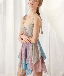 STORIA Italiano Paisley Ruffle Mini Dress DRESSES