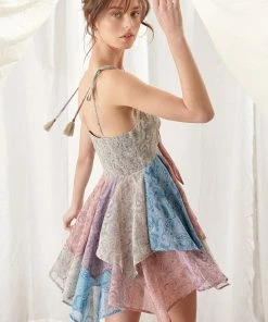 STORIA Italiano Paisley Ruffle Mini Dress DRESSES