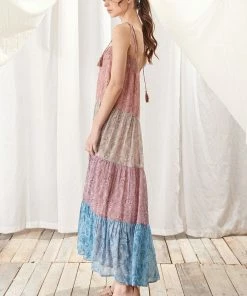 STORIA Capriccio Paisley Tiered Maxi Dress DRESSES