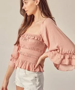 MUSTARD SEED TOPS Brisbane Smocked Ruffle Blouse 26 MUSTARD SEED TOPS Brisbane Smocked Ruffle Blouse