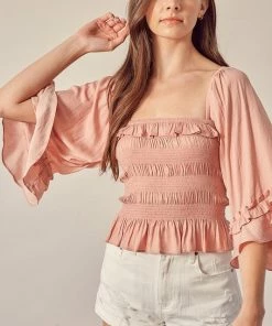 MUSTARD SEED TOPS Brisbane Smocked Ruffle Blouse 24 MUSTARD SEED TOPS Brisbane Smocked Ruffle Blouse