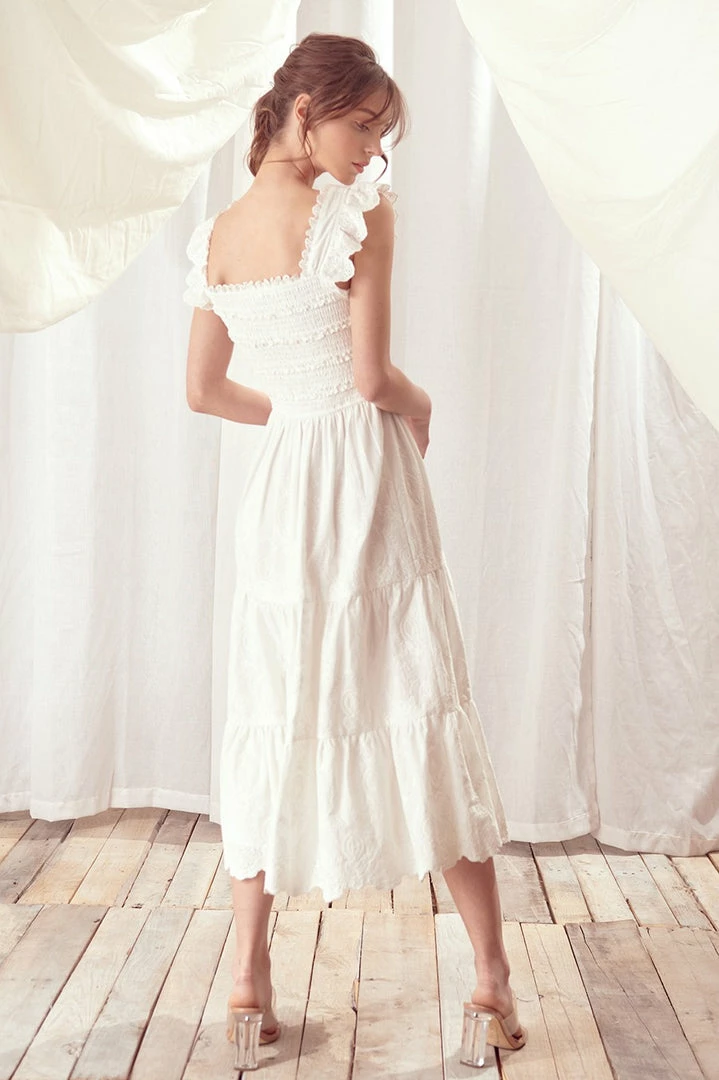 STORIA Everly Smocked Lace Tiered Maxi Dress 8 STORIA Everly Smocked Lace Tiered Maxi Dress