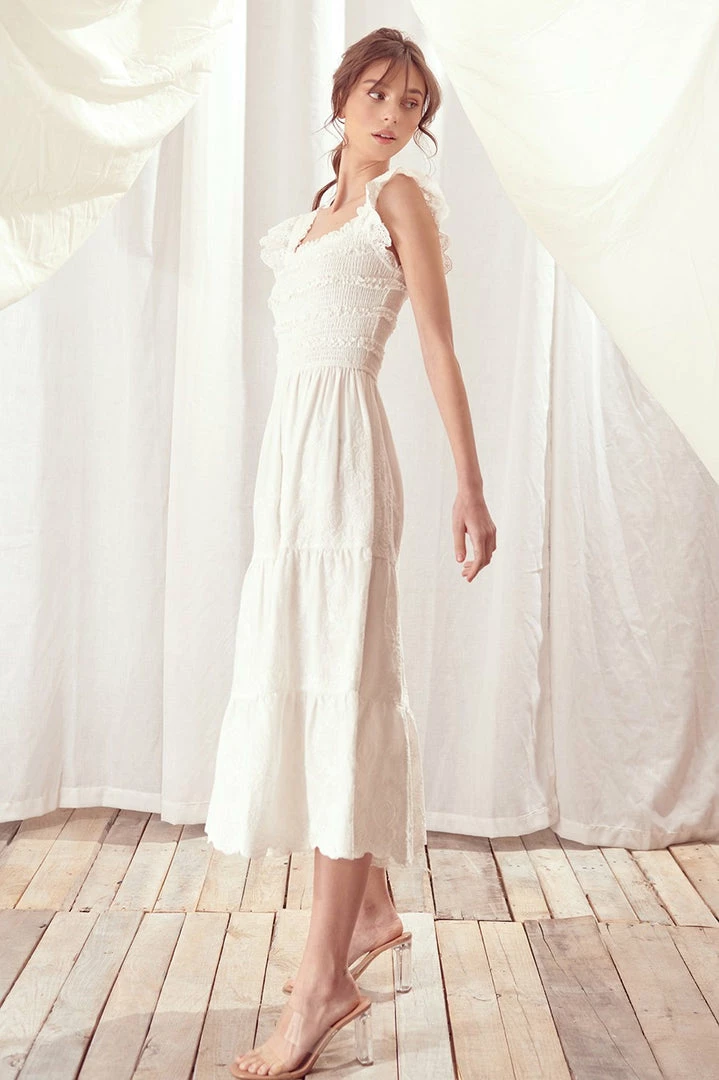 STORIA Everly Smocked Lace Tiered Maxi Dress 10 STORIA Everly Smocked Lace Tiered Maxi Dress