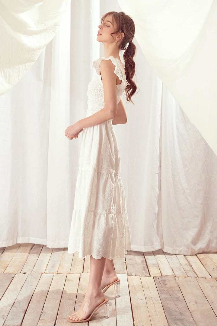 STORIA Everly Smocked Lace Tiered Maxi Dress 12 STORIA Everly Smocked Lace Tiered Maxi Dress