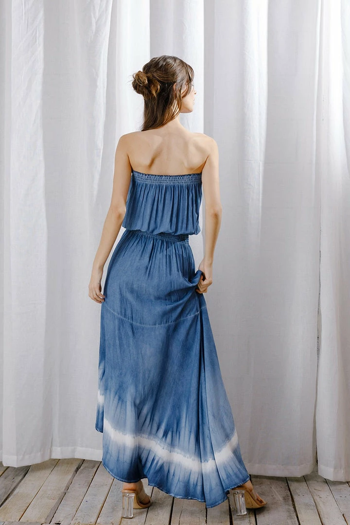 STORIA DRESSES Ocean Breeze Strapless Tie Dye High Low Maxi Dress 8 STORIA DRESSES Ocean Breeze Strapless Tie Dye High Low Maxi Dress