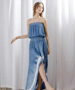 STORIA DRESSES Ocean Breeze Strapless Tie Dye High Low Maxi Dress 22 STORIA DRESSES Ocean Breeze Strapless Tie Dye High Low Maxi Dress