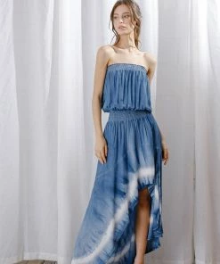 STORIA DRESSES Ocean Breeze Strapless Tie Dye High Low Maxi Dress 21 STORIA DRESSES Ocean Breeze Strapless Tie Dye High Low Maxi Dress