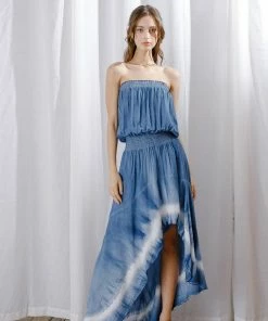 STORIA DRESSES Ocean Breeze Strapless Tie Dye High Low Maxi Dress 20 STORIA DRESSES Ocean Breeze Strapless Tie Dye High Low Maxi Dress