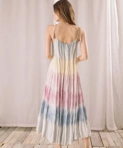 STORIA Kaydence Sunset Tie Dye Color Block Maxi Dress DRESSES
