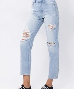 SNEAKPEEK Bailey High Rise Distressed Denim Jeans