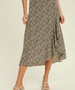 WL RESORT READY True To You Printed Ruffle Midi Skirt