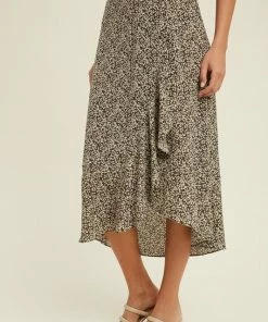 WL RESORT READY True To You Printed Ruffle Midi Skirt
