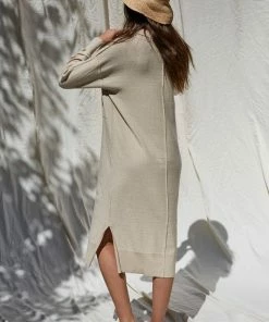 BT Milano Collared Neck Knit Midi Dress