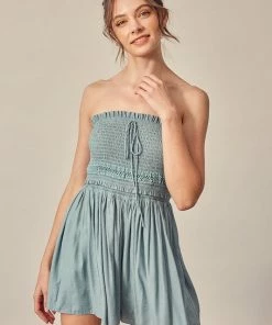 MUSTARD SEED Olivia Smocked Strapless Romper